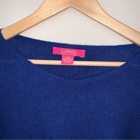 Catherine Malandrino Cashmere Poncho Top Women One Size Blue Pullover Light Soft - Picture 7 of 11